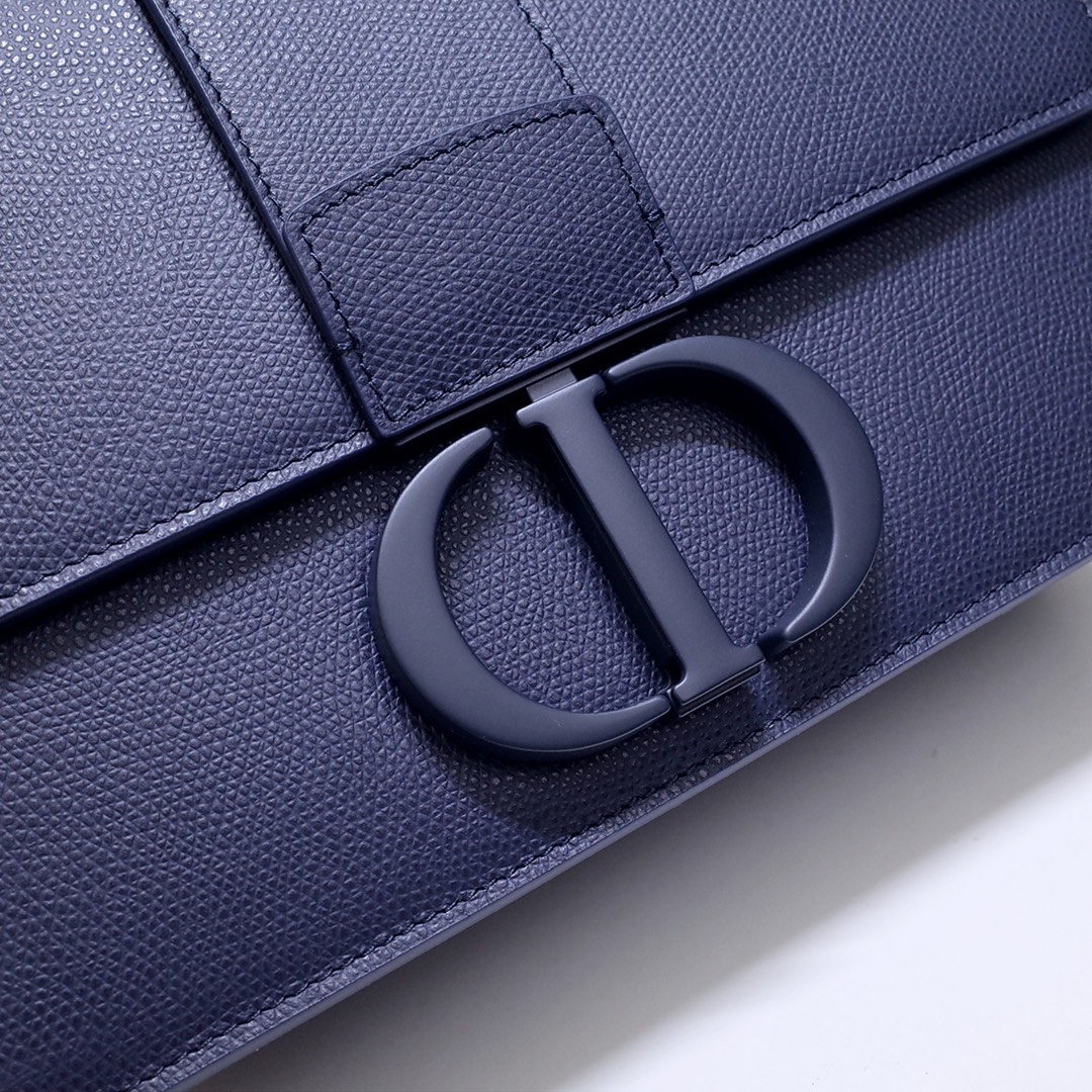 30 Montaigne Bag Dark Blue Grained Calfskin